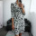 Women Office Style Casual Printed V-neck Dress